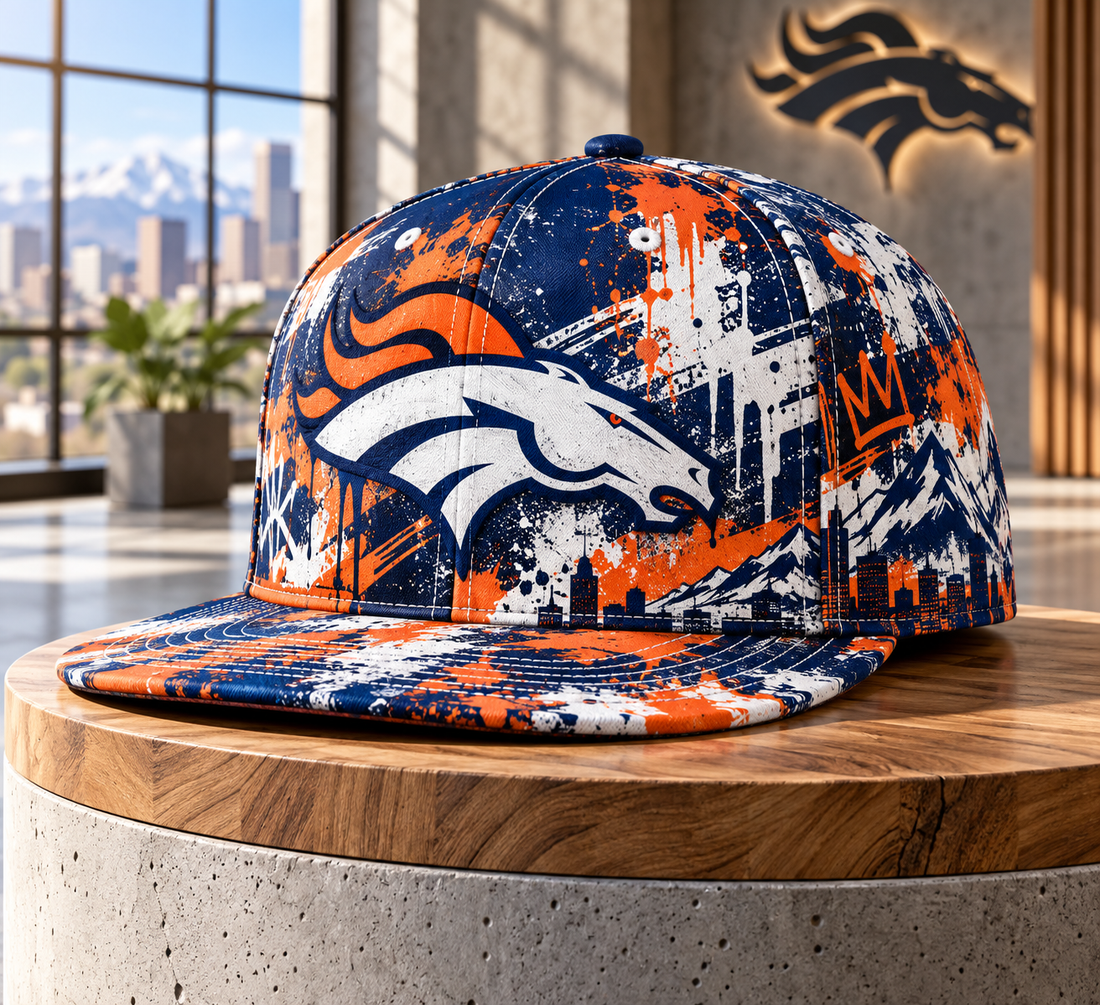Denver Broncos Street Graffiti Splash Snapback Cap - Studio View