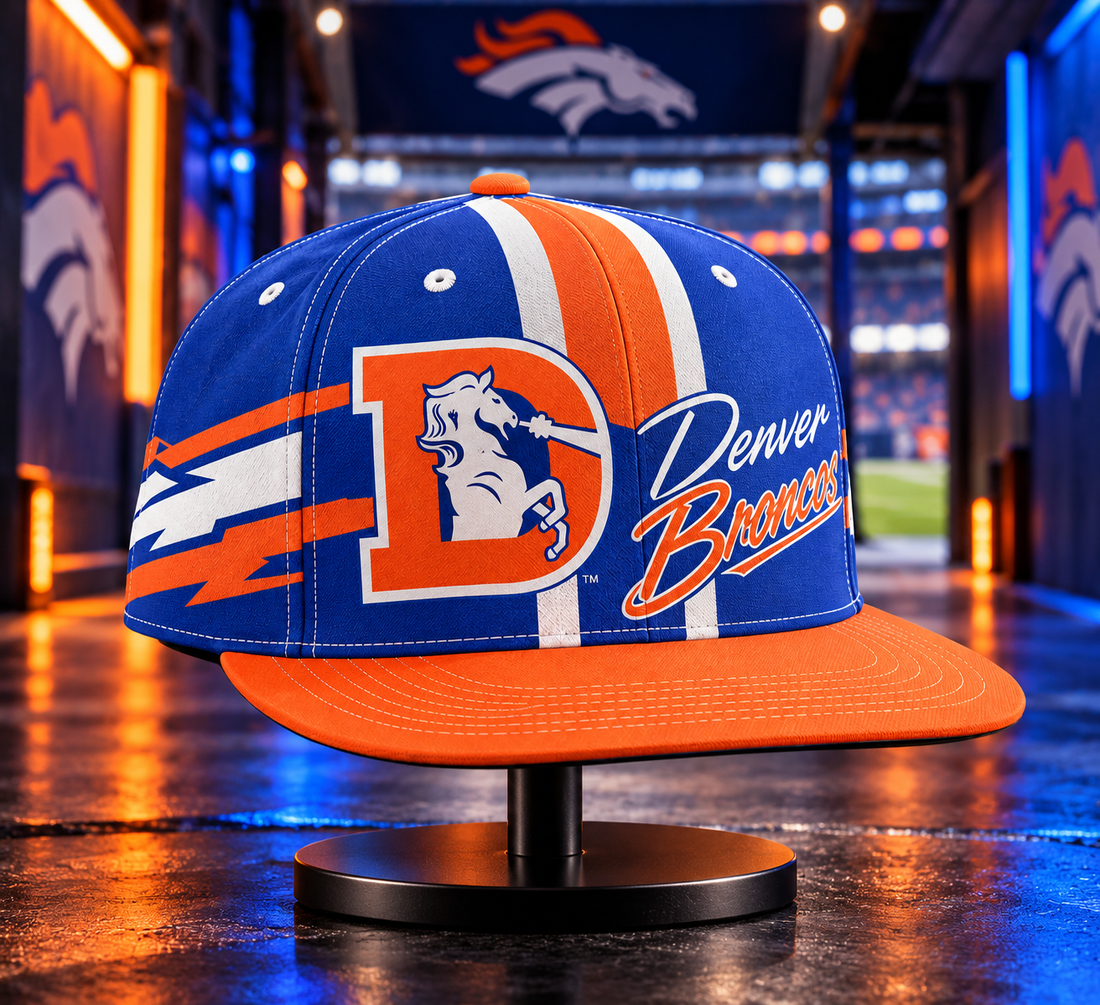 Denver Broncos Retro 90s Throwback Snapback Cap - Studio View