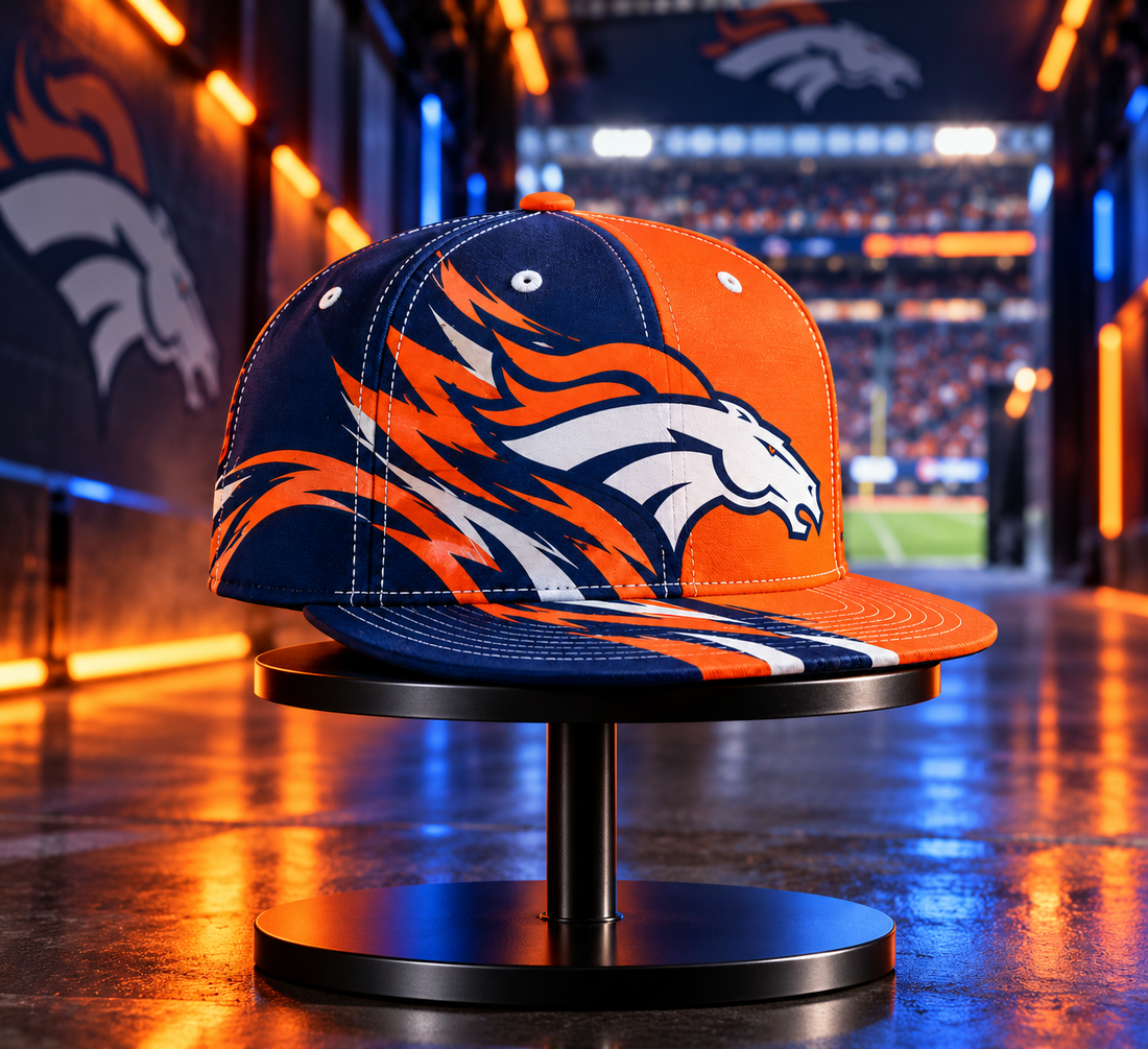 Denver Broncos Dynamic Split Colorblock Snapback Cap - Studio View