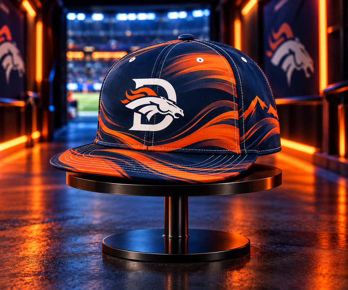 Denver Broncos Minimalist Motion Wave Snapback Cap - Stadium Tunnel Neon View