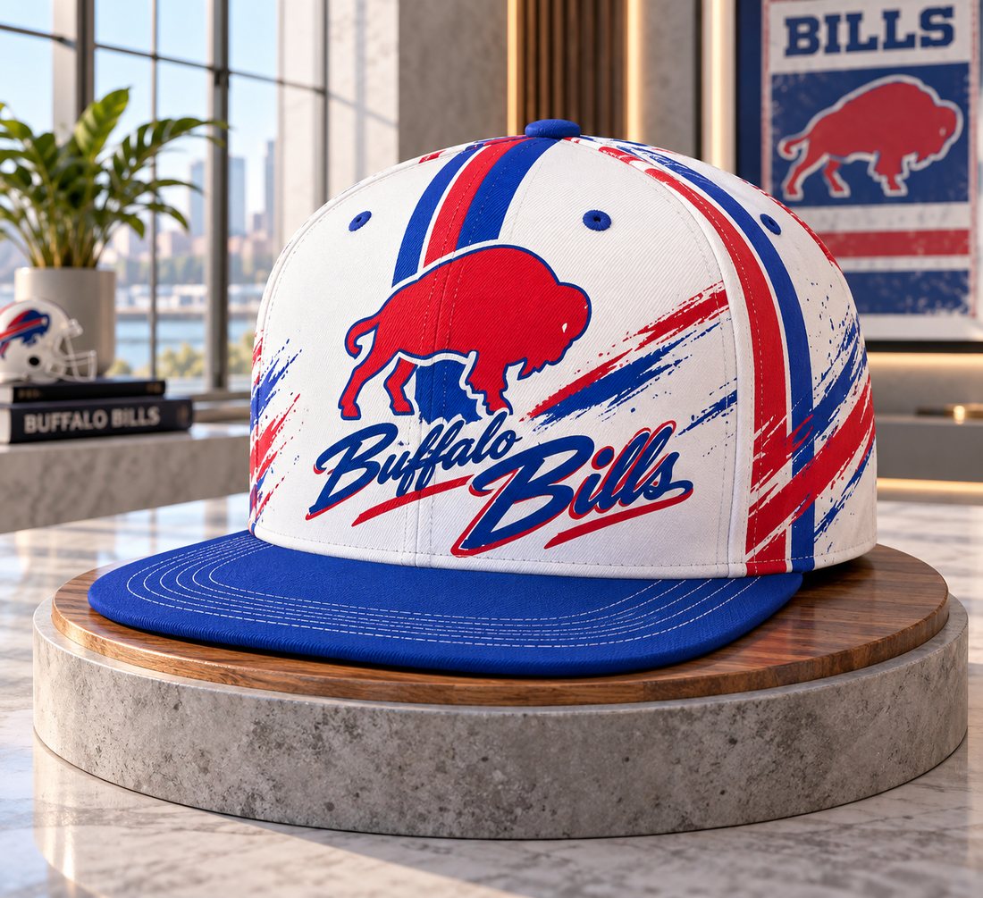 Buffalo Bills Retro 90s Throwback Snapback Cap - Studio View