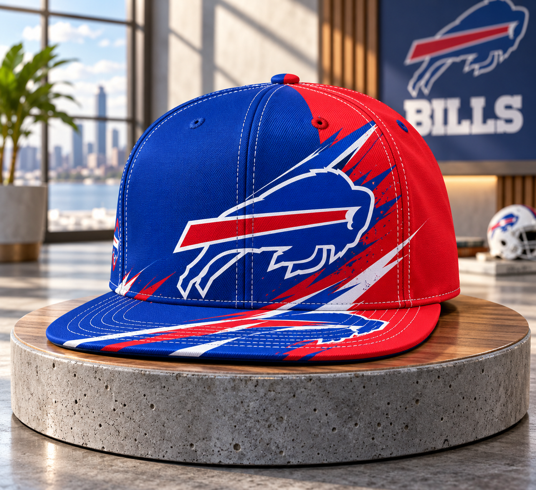 Buffalo Bills Dynamic Split Colorblock Snapback Cap - Studio View