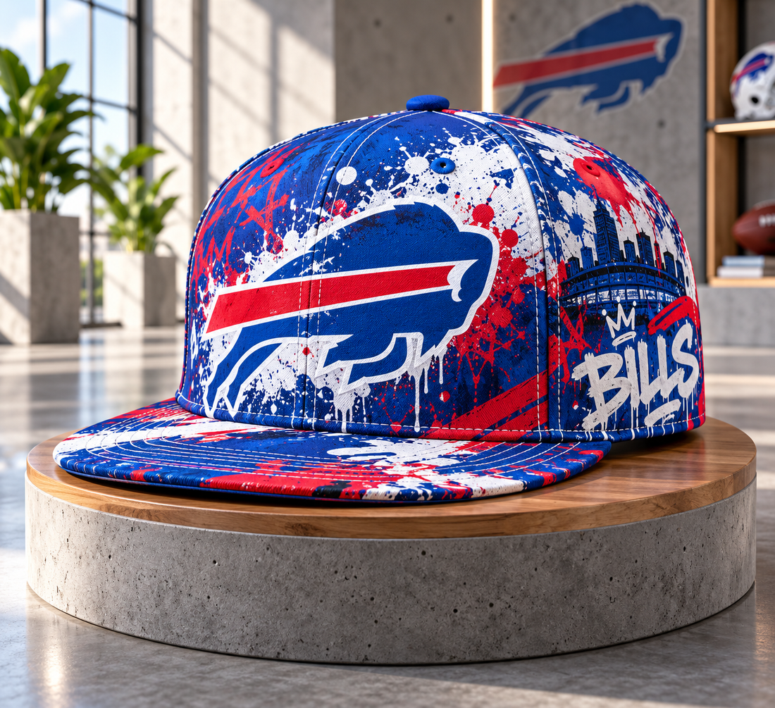 Buffalo Bills Street Graffiti Splash Snapback Cap - Studio View