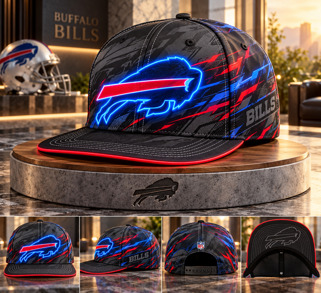 Buffalo Bills Stealth Shadow Neon Snapback Cap - Studio View