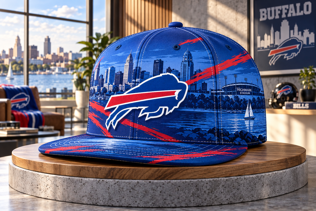 Buffalo Bills City Skyline Snapback Cap - Studio View