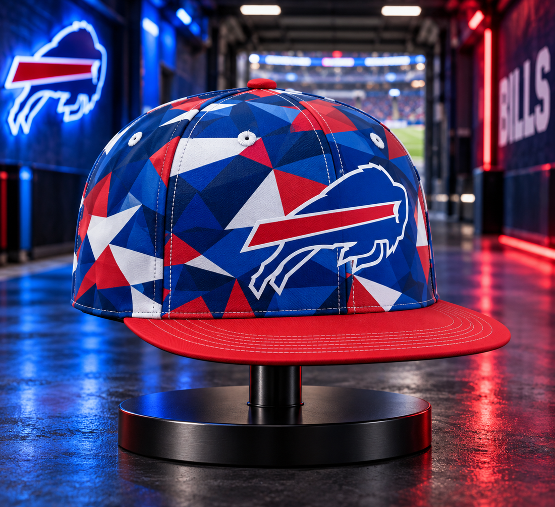 Buffalo Bills Cyber Geometric Camo Snapback Cap - Studio View