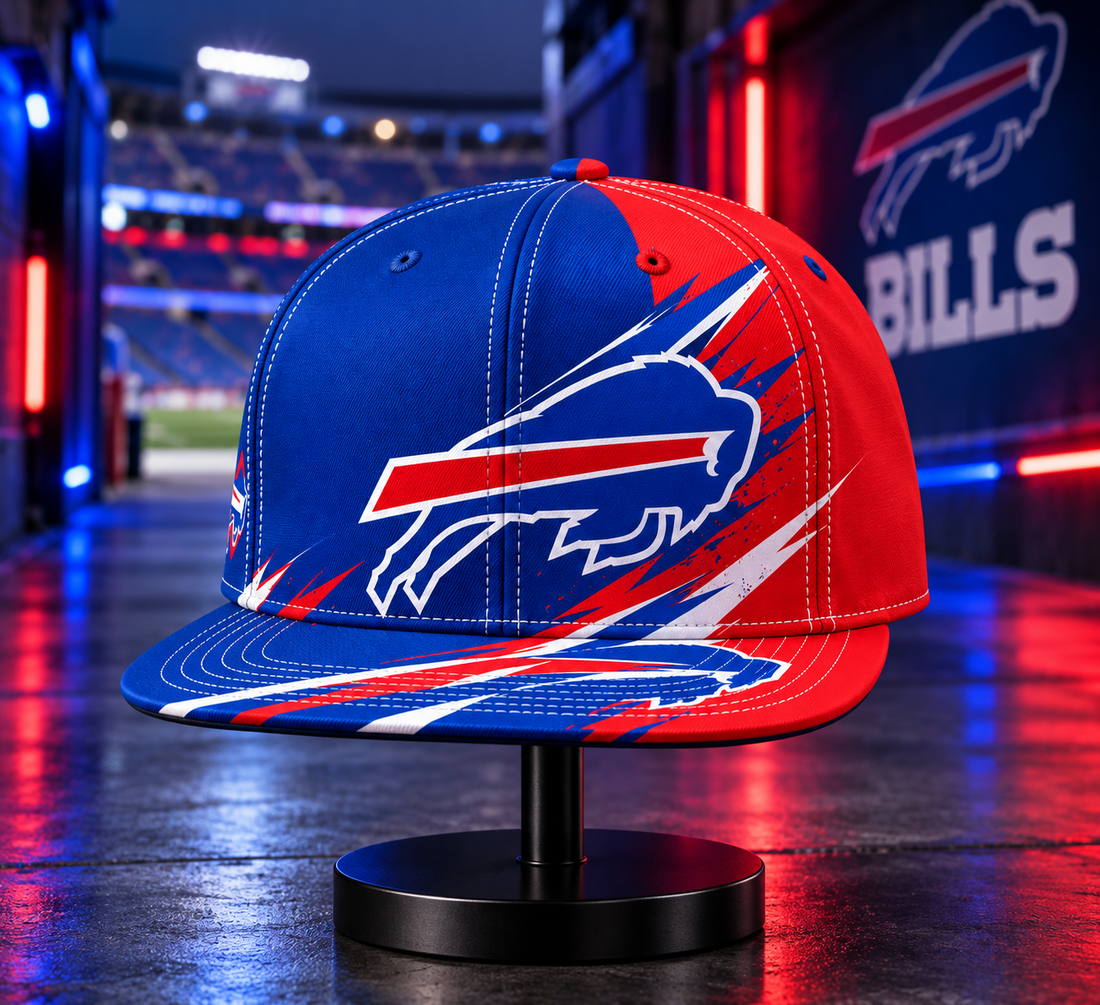 Buffalo Bills Dynamic Split Colorblock Snapback Cap - Studio View