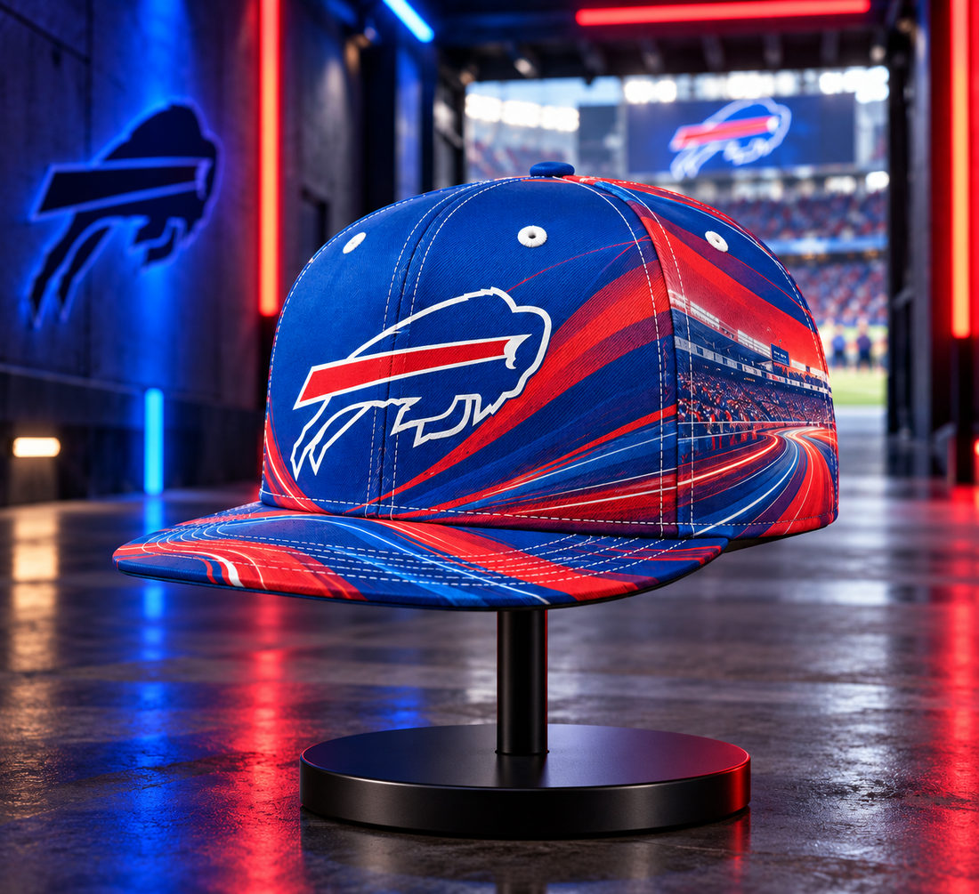 Buffalo Bills Minimalist Motion Wave Snapback Cap - Studio View
