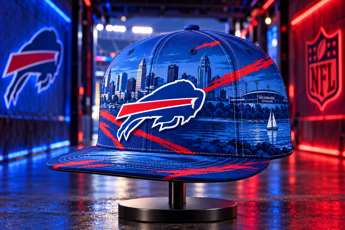 Buffalo Bills City Skyline Snapback Cap - Stadium Tunnel Neon View
