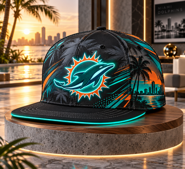 Miami Dolphins Stealth Shadow Neon Snapback Cap - Studio View