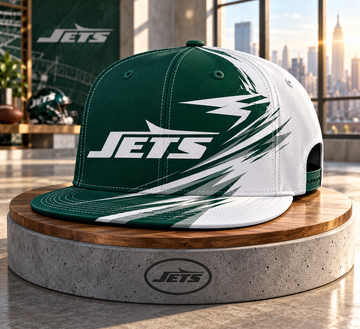 New York Jets Dynamic Split Colorblock Snapback Cap - Studio View