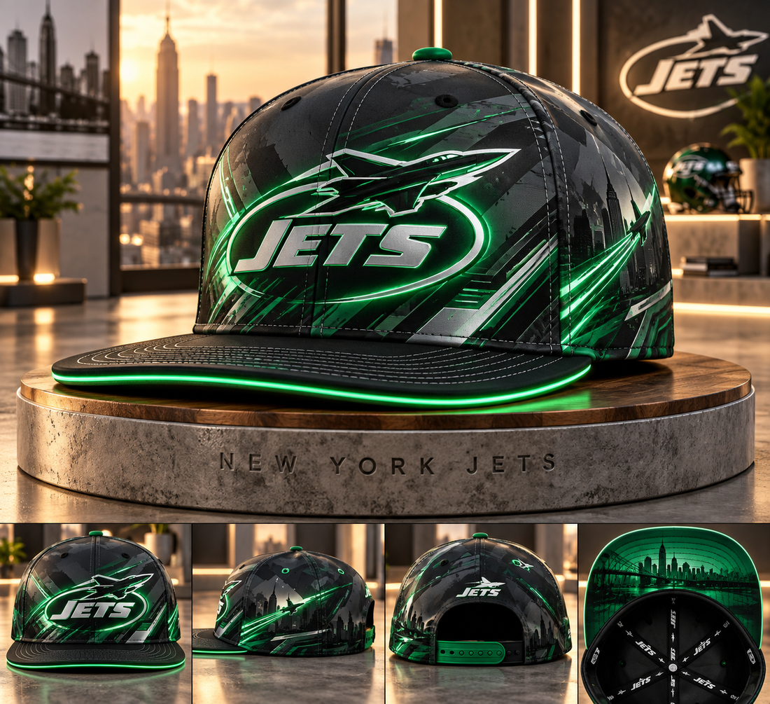 New York Jets Stealth Shadow Neon Snapback Cap - Studio View