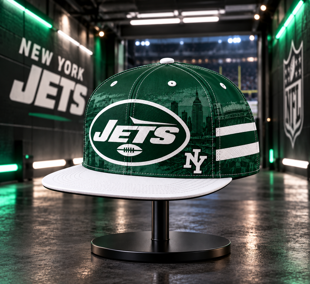 New York Jets Classic Snapback Cap - Stadium Tunnel Neon View
