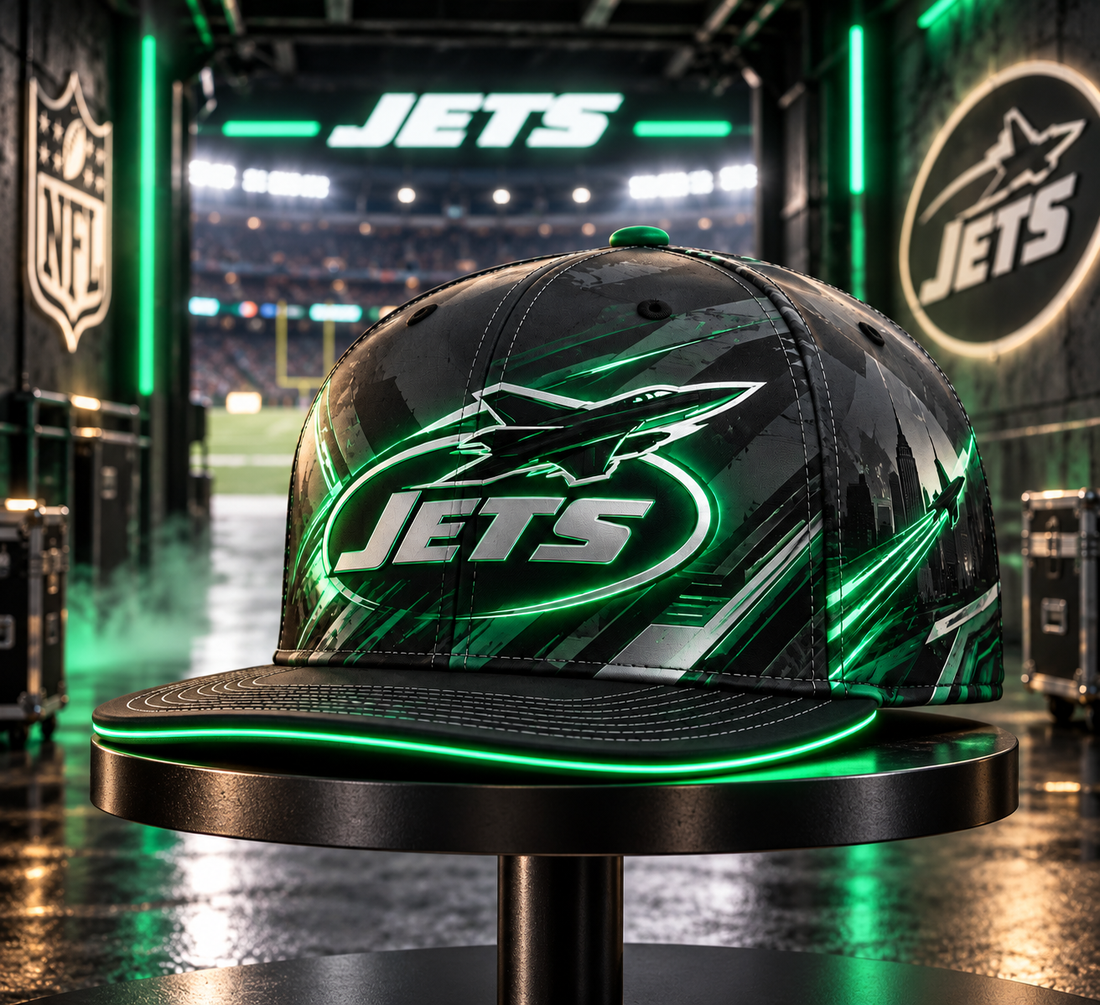New York Jets Stealth Shadow Neon Snapback Cap - Studio View