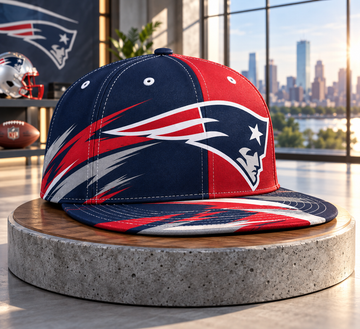 New England Patriots Dynamic Split Colorblock Snapback Cap - Studio View