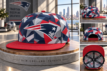 New England Patriots Cyber Geometric Camo Snapback Cap - Studio View