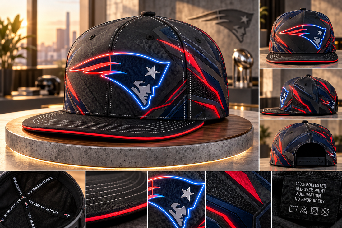 New England Patriots Stealth Shadow Neon Snapback Cap - Studio View