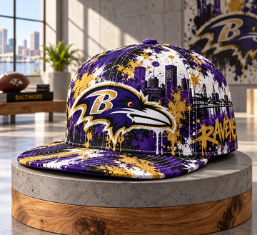 Baltimore Ravens Street Graffiti Splash Snapback Cap - Studio View