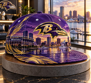Baltimore Ravens City Skyline Snapback Cap - Studio View