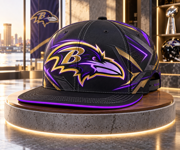 Baltimore Ravens Stealth Shadow Neon Snapback Cap - Studio View