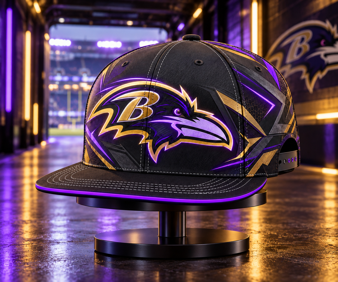 Baltimore Ravens Stealth Shadow Neon Snapback Cap - Studio View