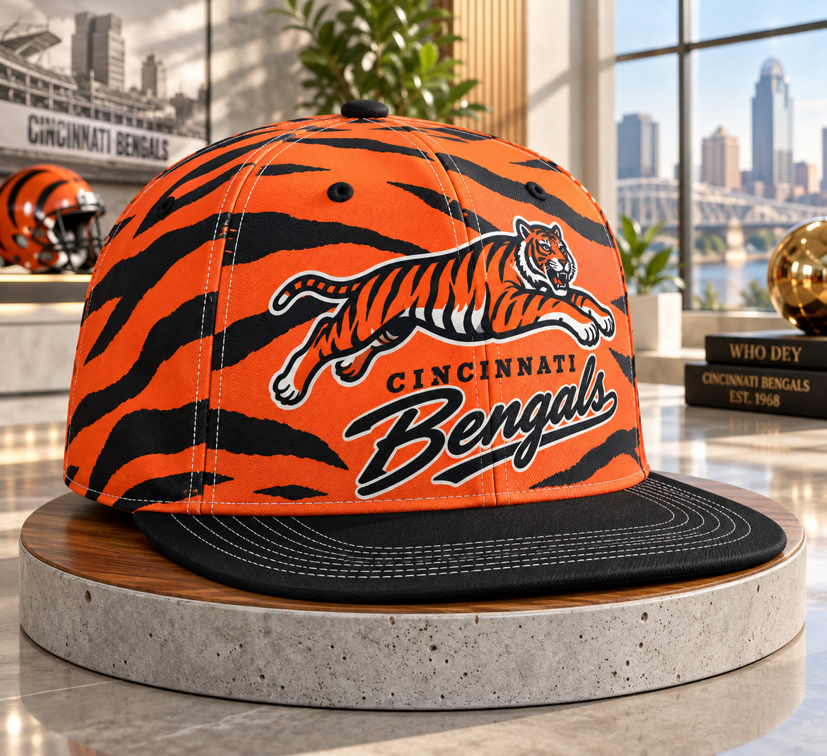 Cincinnati Bengals Retro 90s Throwback Snapback Cap - Studio View