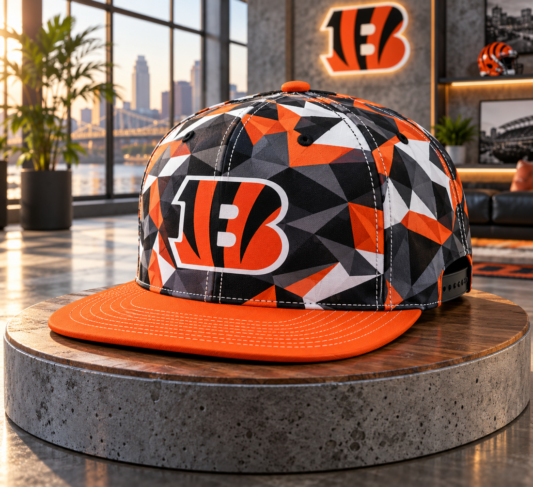 Cincinnati Bengals Cyber Geometric Camo Snapback Cap - Studio View