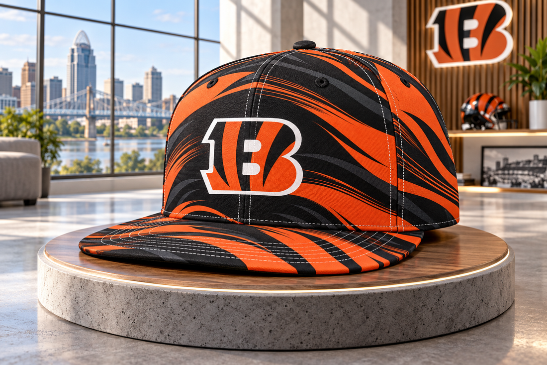 Cincinnati Bengals Minimalist Motion Wave Snapback Cap - Studio View