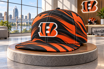 Cincinnati Bengals Minimalist Motion Wave Snapback Cap - Studio View
