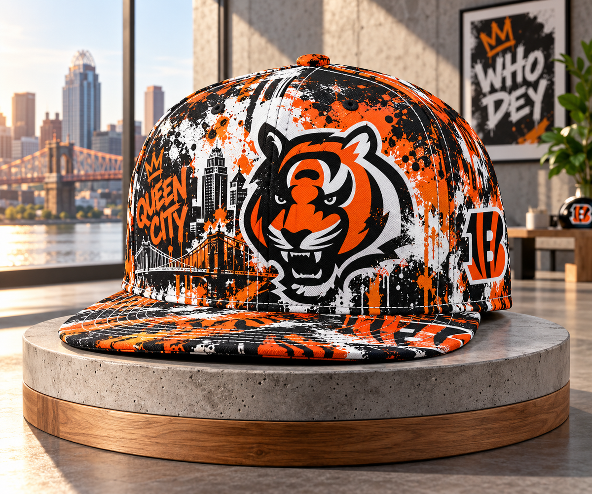 Cincinnati Bengals Street Graffiti Splash Snapback Cap - Studio View