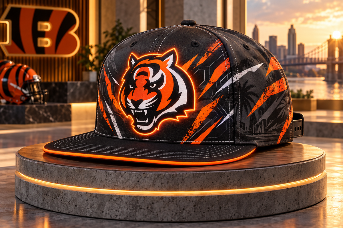 Cincinnati Bengals Stealth Shadow Neon Snapback Cap - Studio View