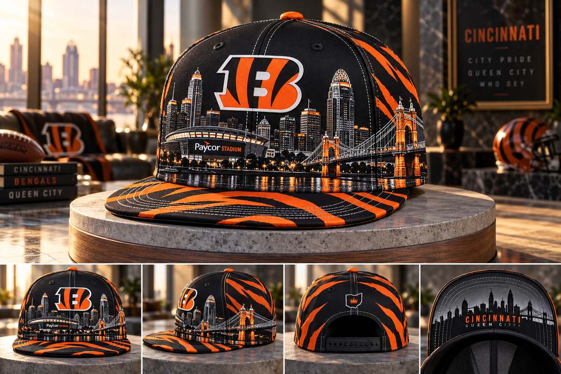 Cincinnati Bengals City Skyline Snapback Cap - Studio View