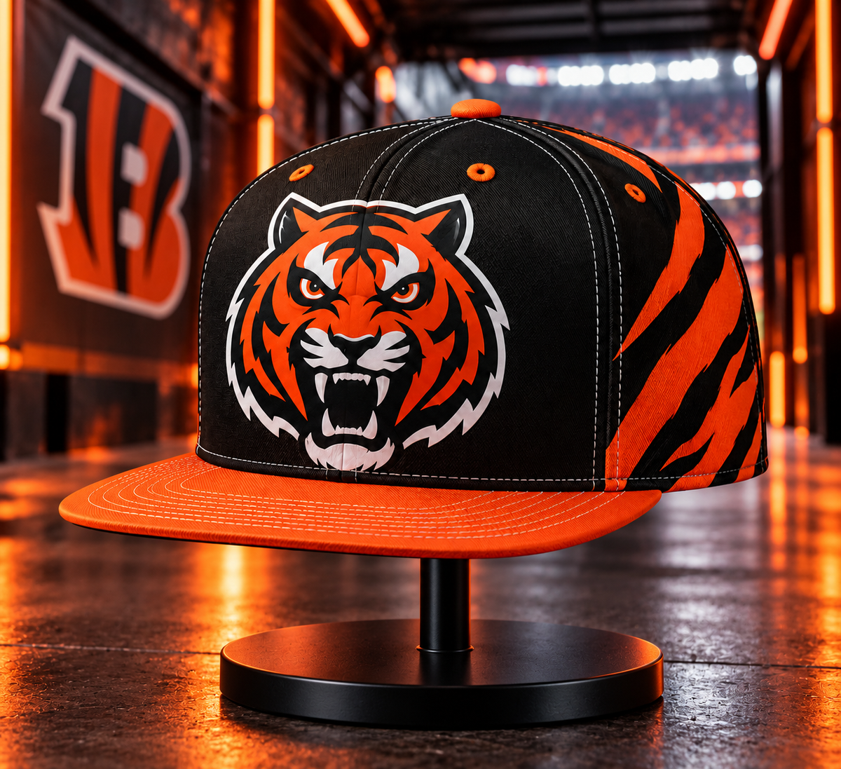 Cincinnati Bengals Classic Snapback Cap - Stadium Tunnel Neon View