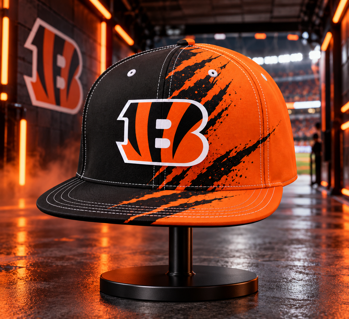 Cincinnati Bengals Dynamic Split Colorblock Snapback Cap - Stadium Tunnel Neon View