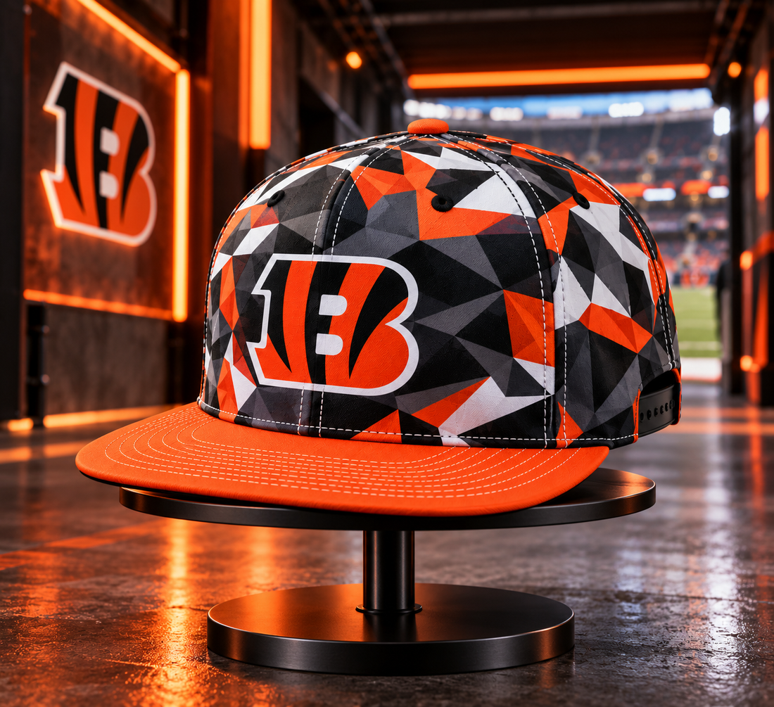 Cincinnati Bengals Cyber Geometric Camo Snapback Cap - Studio View