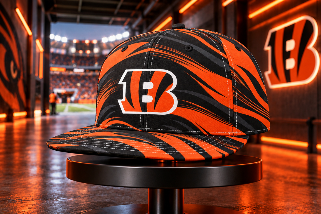 Cincinnati Bengals Minimalist Motion Wave Snapback Cap - Studio View