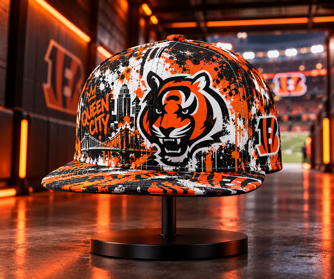 Cincinnati Bengals Street Graffiti Splash Snapback Cap - Studio View