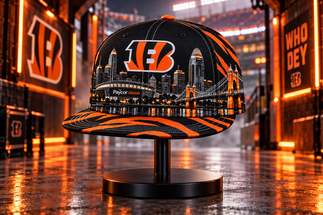 Cincinnati Bengals City Skyline Snapback Cap - Studio View