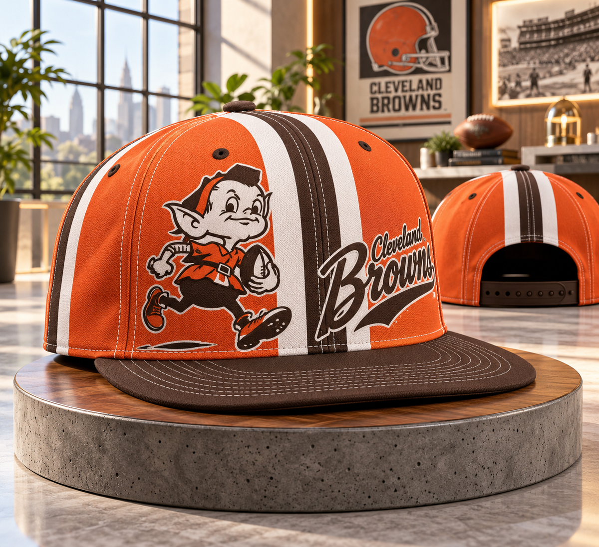 Cleveland Browns Retro 90s Throwback Snapback Cap - Studio View