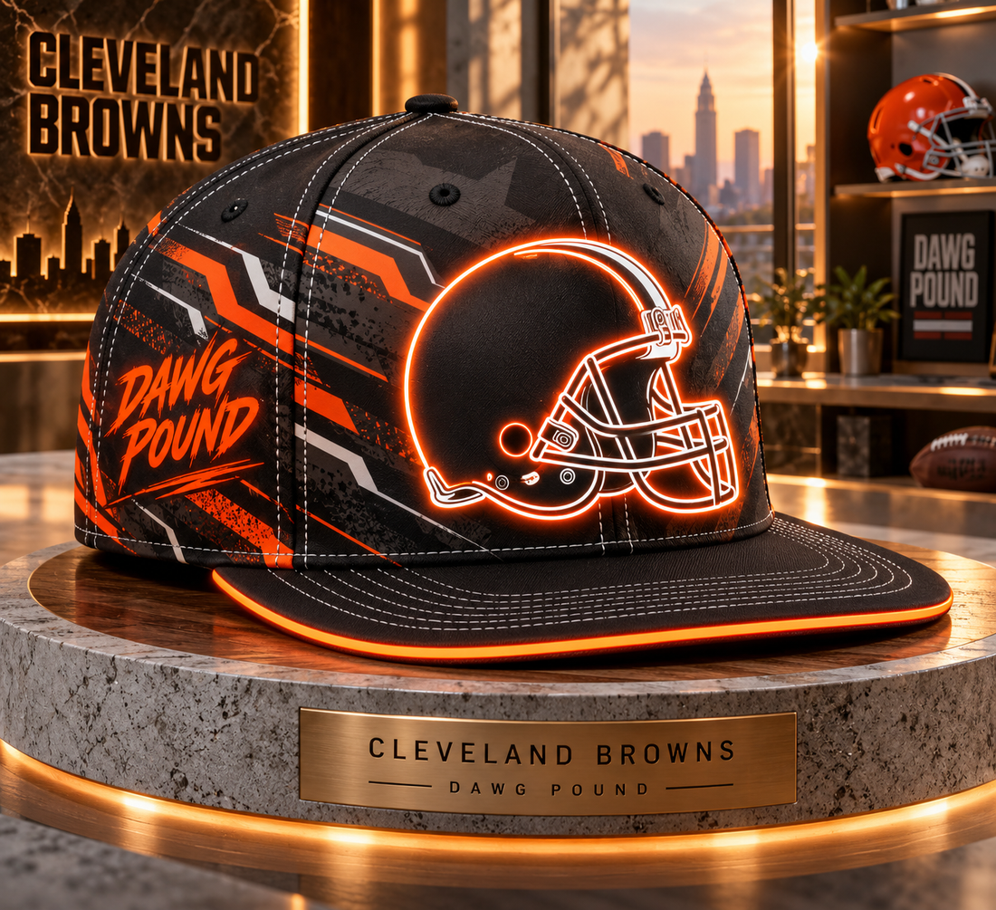 Cleveland Browns Stealth Shadow Neon Snapback Cap - Studio View