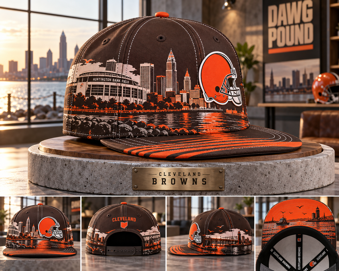 Cleveland Browns Lakefront Skyline Snapback Cap - Studio View