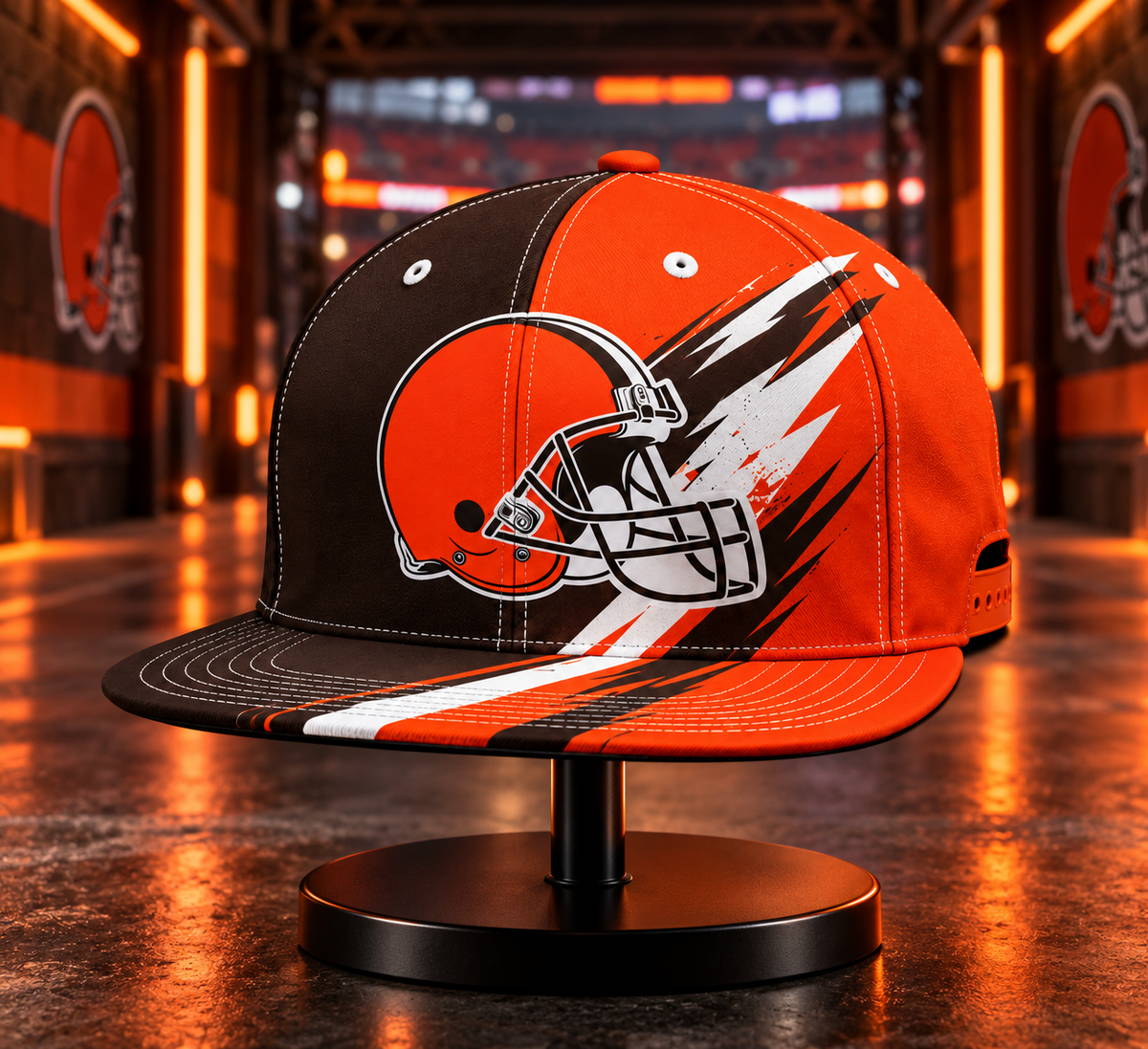 Cleveland Browns Dynamic Split Colorblock Snapback Cap - Stadium Tunnel Neon View