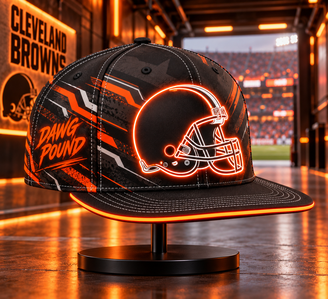 Cleveland Browns Stealth Shadow Neon Snapback Cap - Studio View