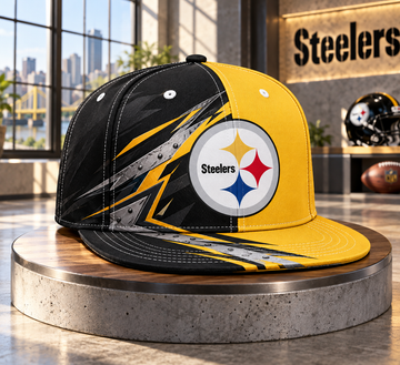 Pittsburgh Steelers Dynamic Split Colorblock Snapback Cap - Studio View