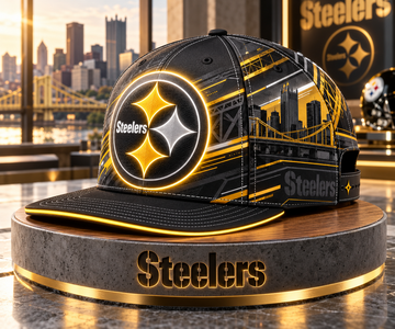 Pittsburgh Steelers Stealth Shadow Neon Snapback Cap - Studio View