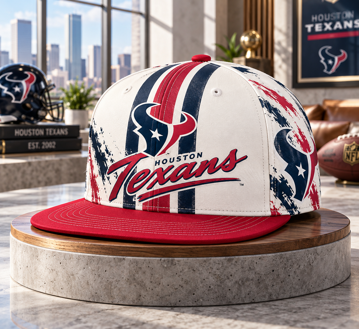 Houston Texans Retro Throwback Snapback Cap - Studio View