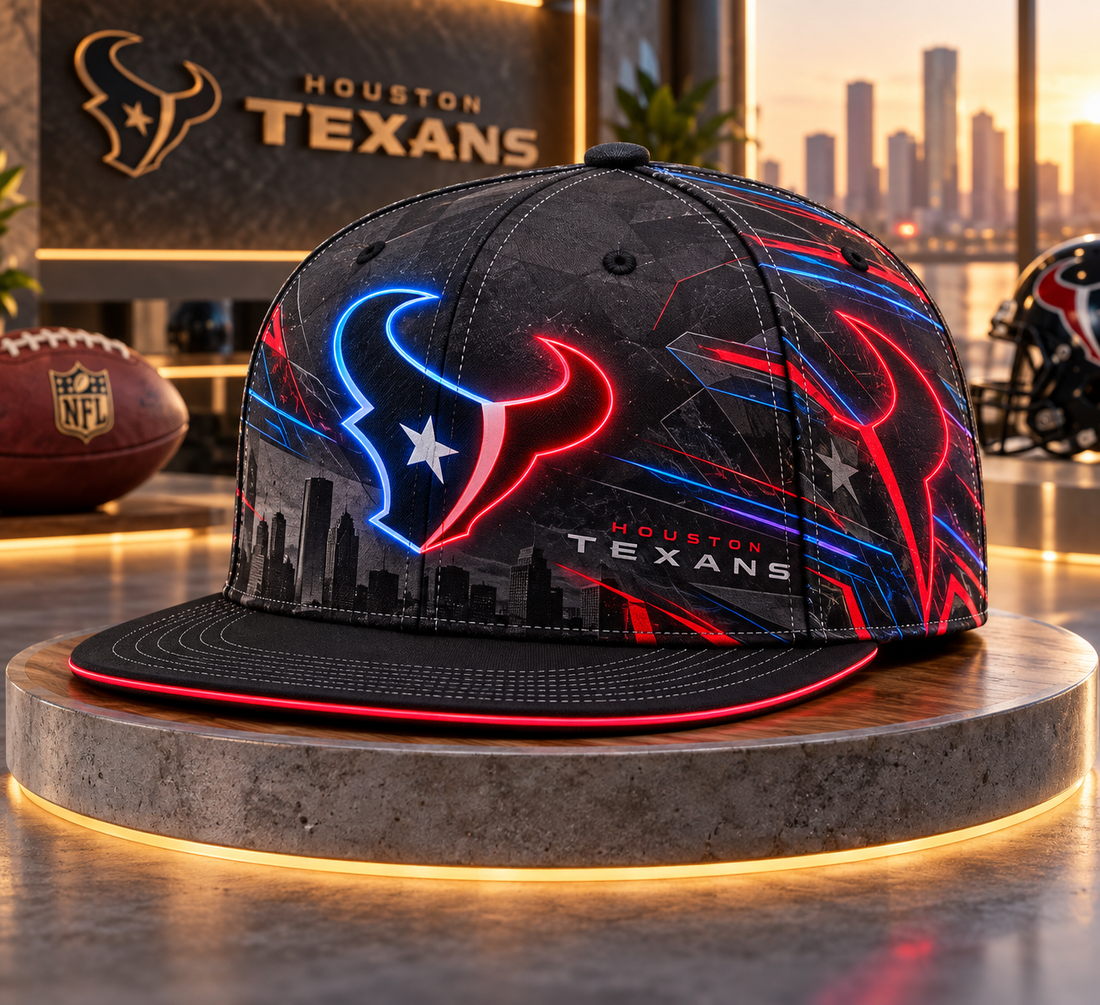 Houston Texans Stealth Shadow Neon Snapback Cap - Studio View