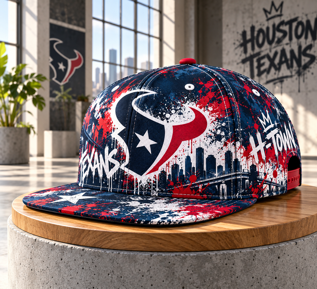 Houston Texans Street Graffiti Splash Snapback Cap - Studio View