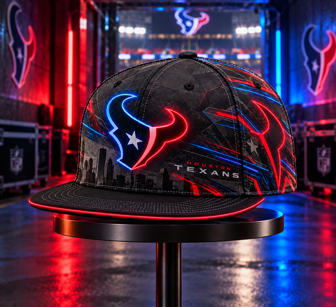 Houston Texans Stealth Shadow Neon Snapback Cap - Studio View