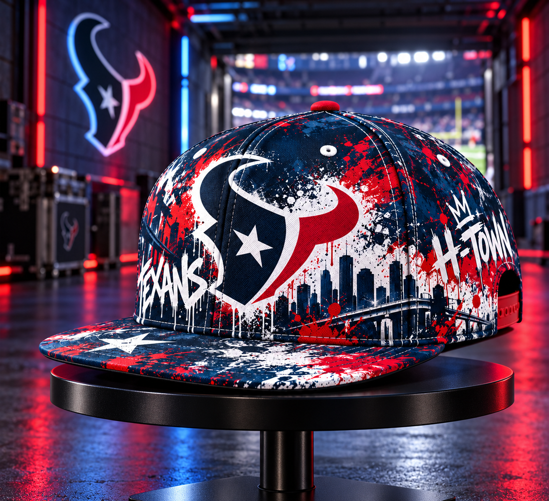 Houston Texans Street Graffiti Splash Snapback Cap - Studio View